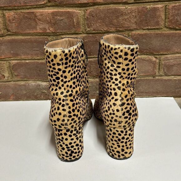Able Cheetah Dot Celina Leather Skin Ankle Bootie Size 10 - Picture 5 of 10